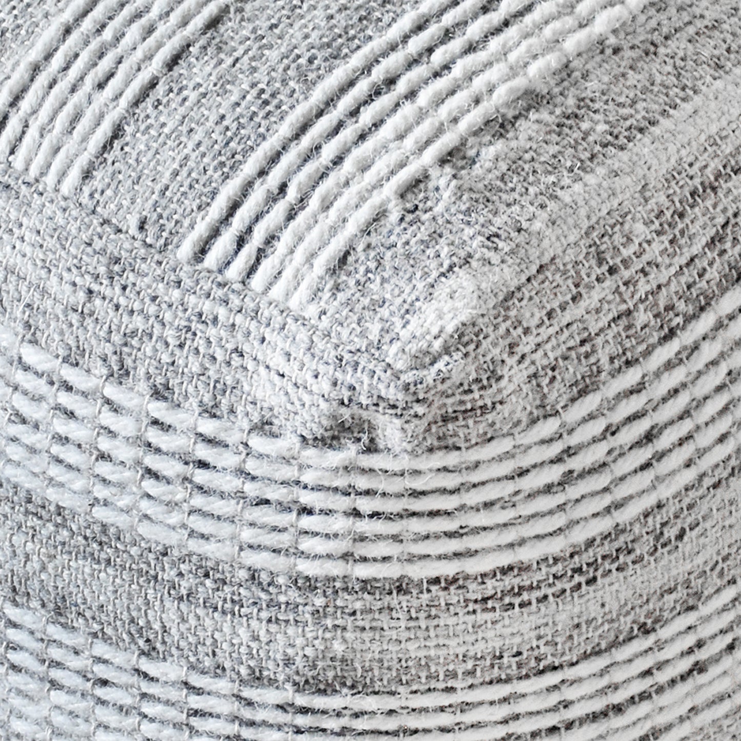 Sintra Pouf, Wool, Natural White/Grey, Pitloom, Flat Weave