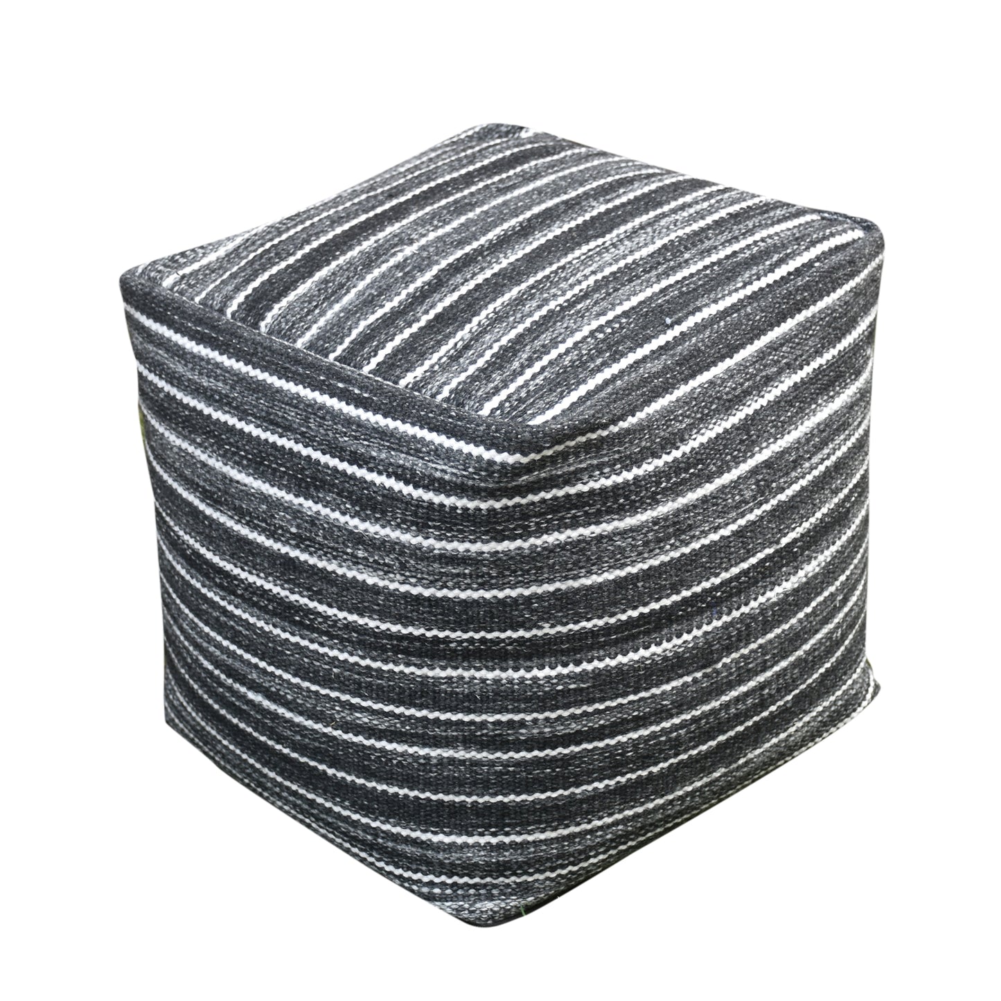 Sion Pouf, Pet, Charcoal, Pitloom, Flat Weave
