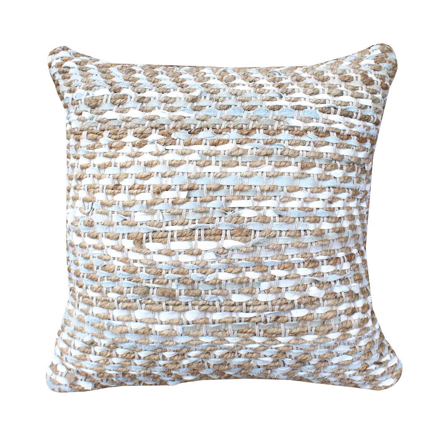 Stables Pillow, Hemp, Leather, Natural, Natural White, Pitloom, Flat Weave