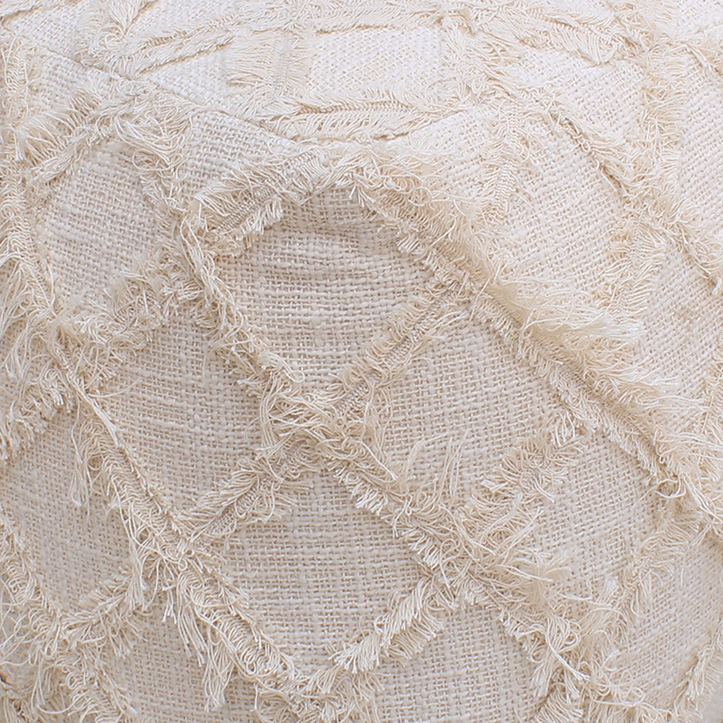 Skara Pouf, Cotton, Natural White, Hm Stitching, Flat Weave