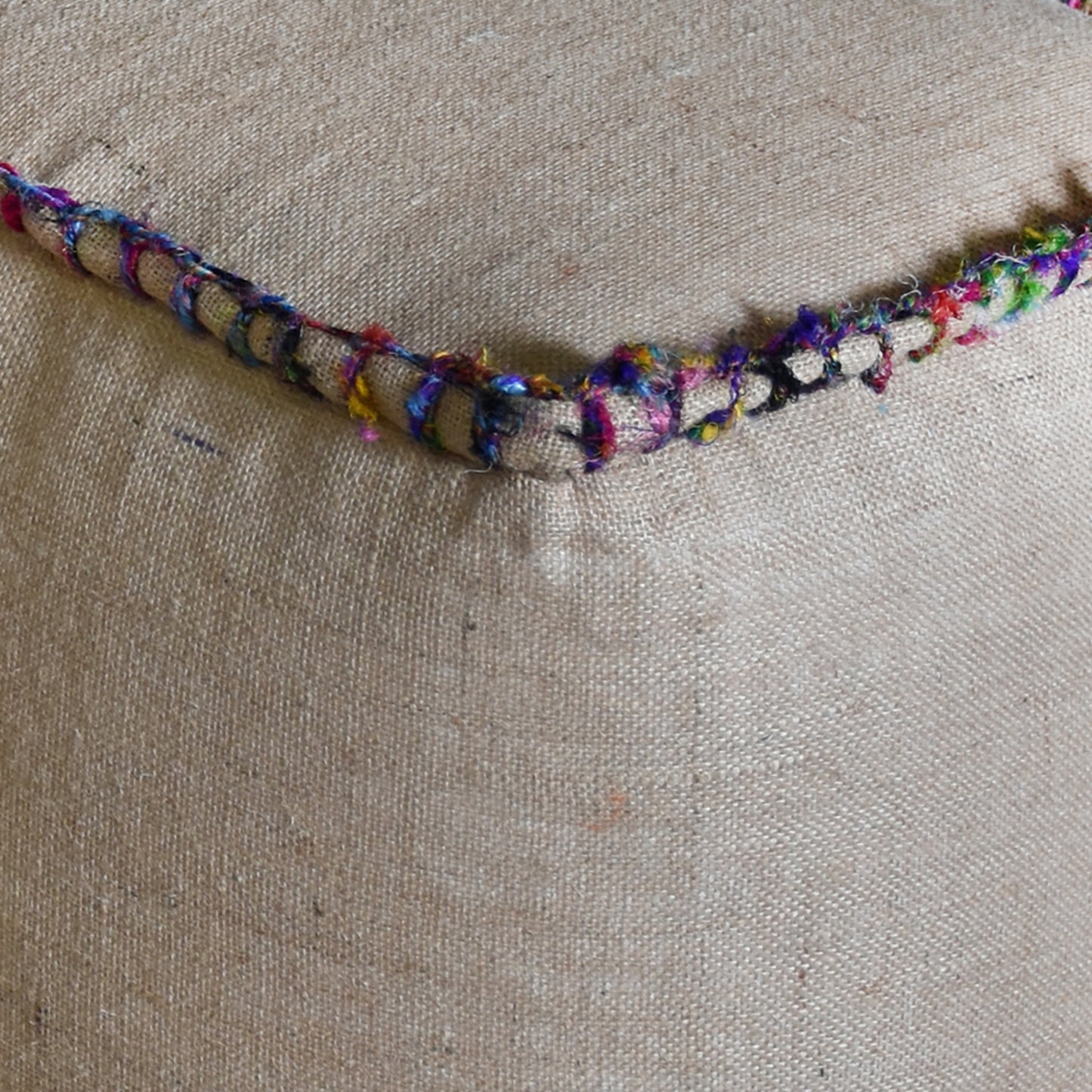 Tadley Pouf, Hemp/ Recycled Silk, Beige/Multi