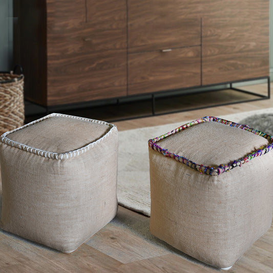 Tadley Pouf, Hemp/ Recycled Silk