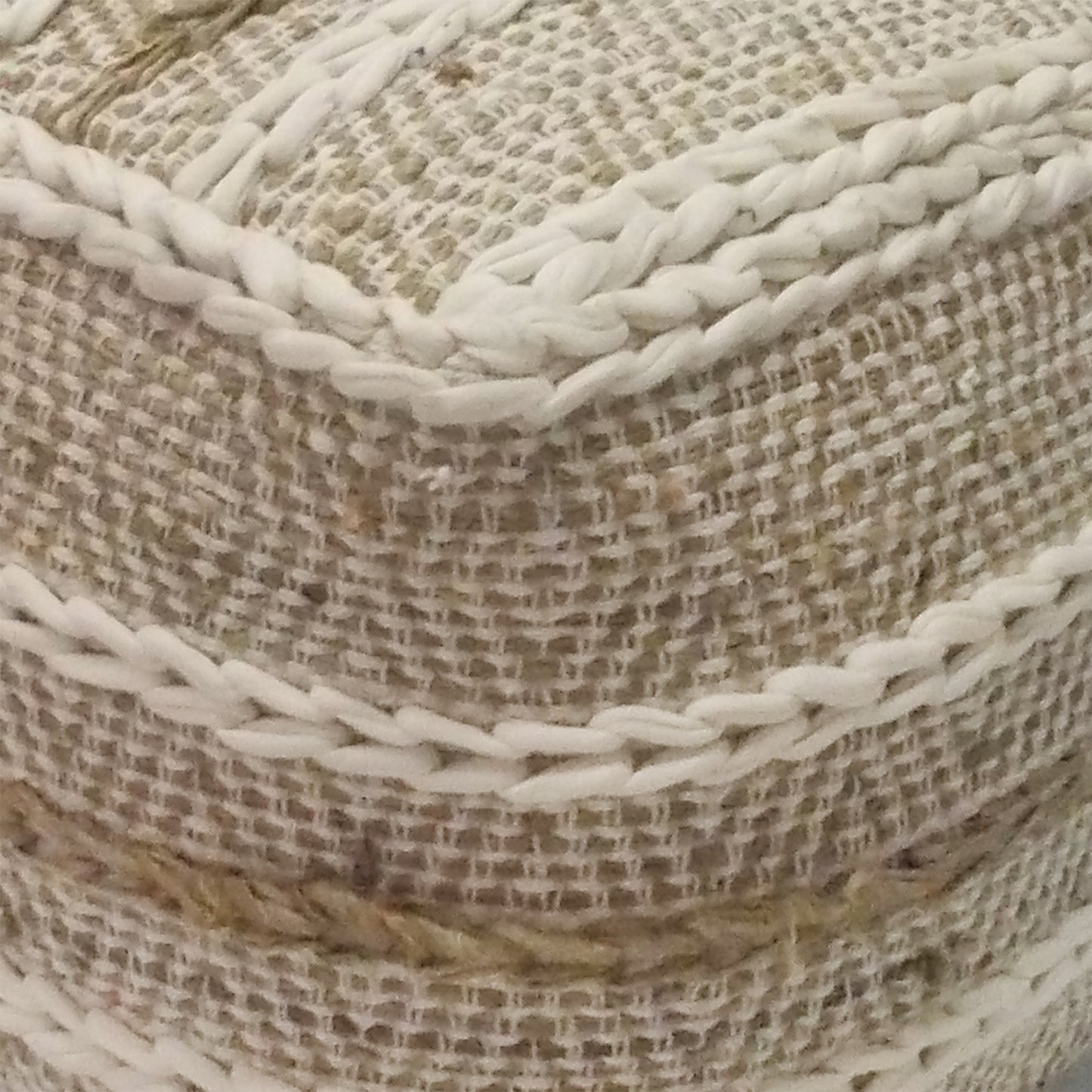 Ticino Pouf, Hemp/ Wool, Natural/Natural White, Pitloom, Flat Weave