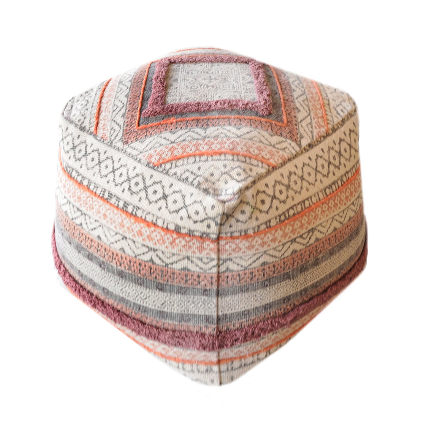 Tigris Pouf, Cotton/ Printed, Multi, Pitloom, All Cut