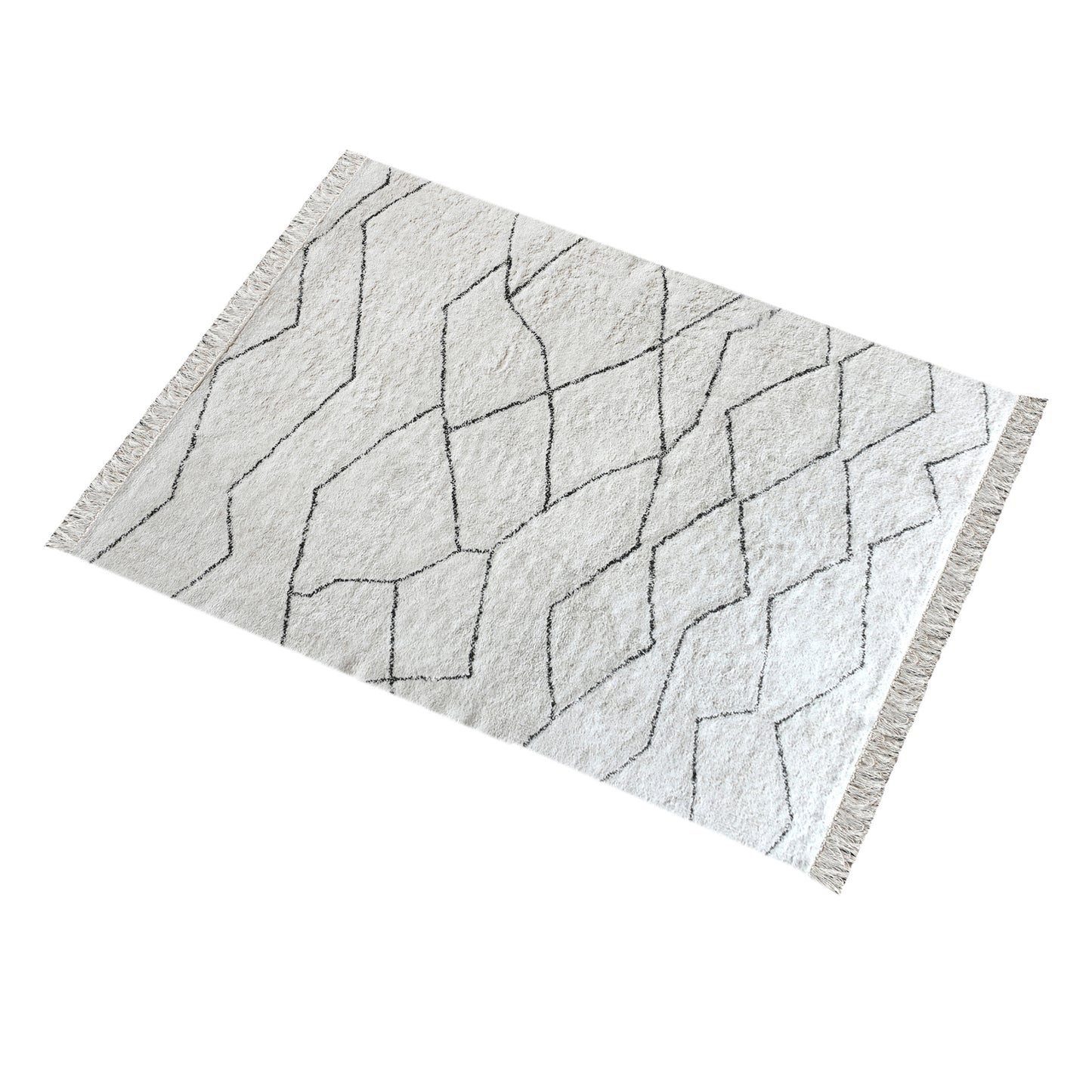 Area Rug, Bedroom Rug, Living Room Rug, Living Area Rug, Indian Rug, Office Carpet, Office Rug, Shop Rug Online, Cotton, Natural White, Charcoal, Bm Fn, All Cut, Geometrical