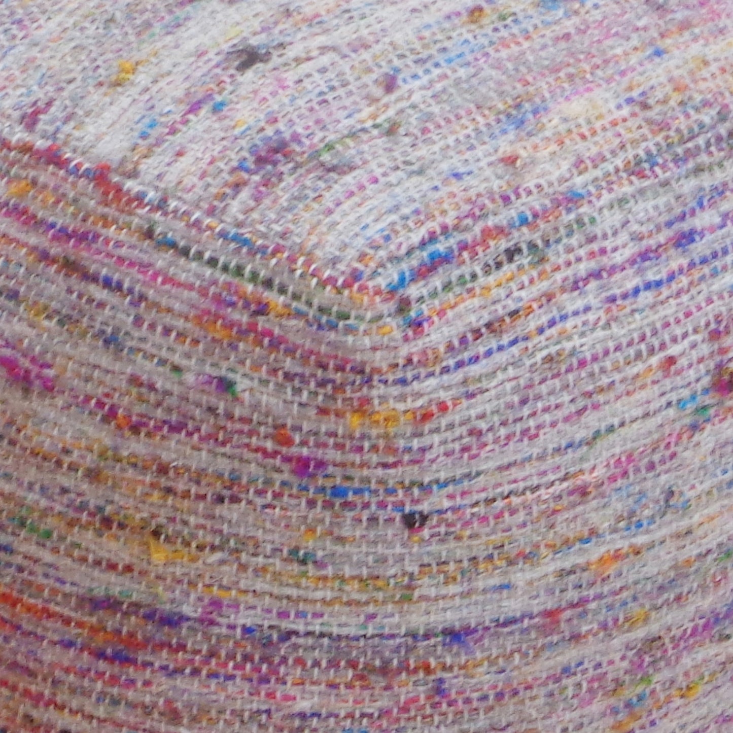 Trinity Pouf, Wool/ Polyester, Grey/Multi, Pitloom, Flat Weave