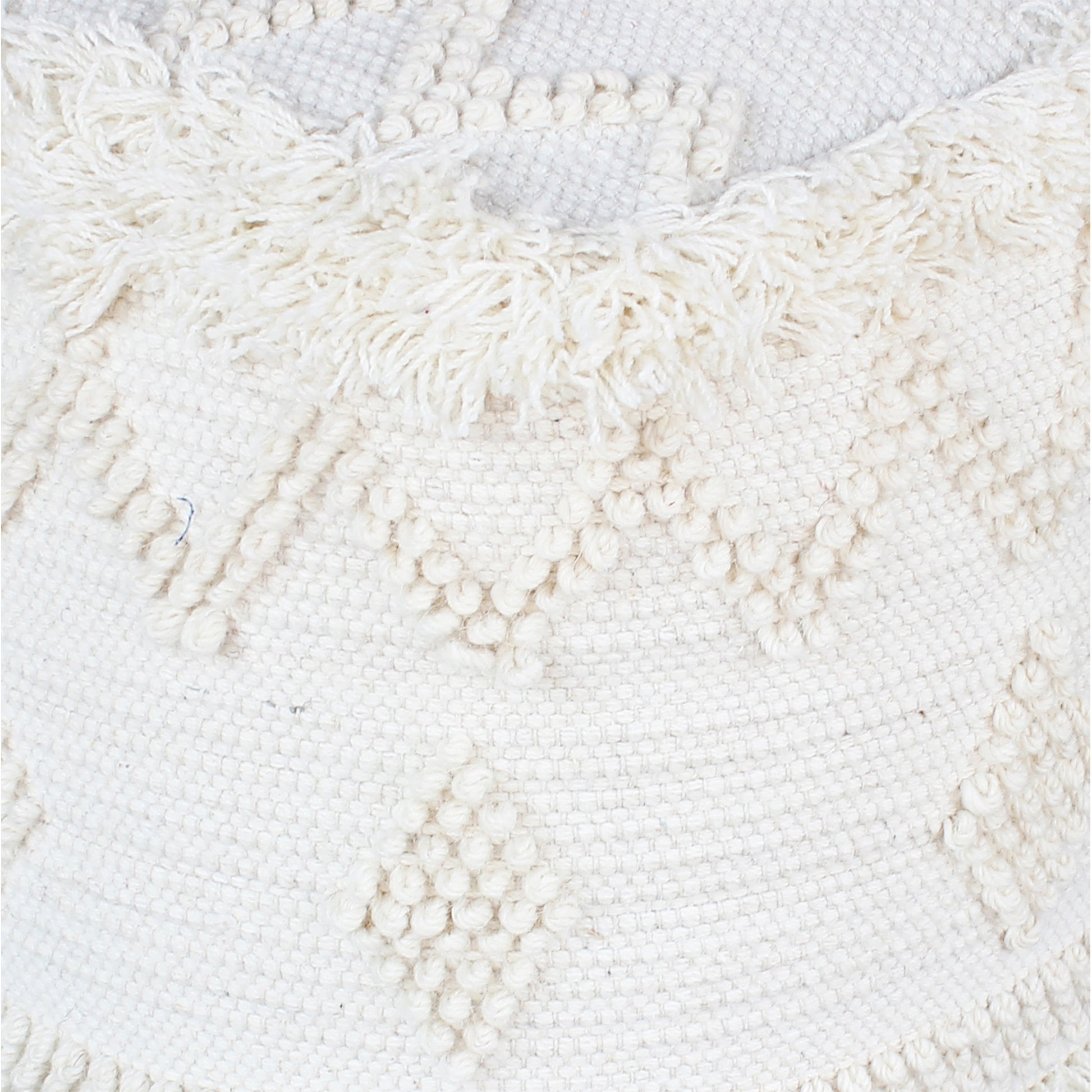 Uriah Pouf, Nz Wool, Natural White, Pitloom, Cut And Loop