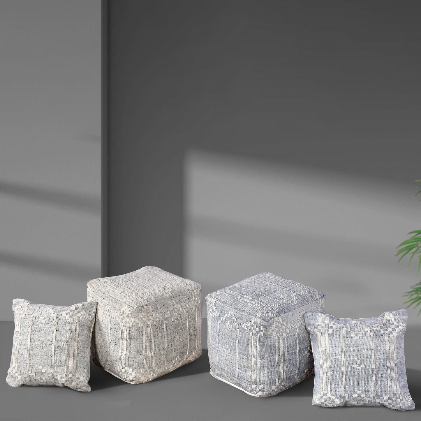 Valence Pouf, Pet, Pitloom, Flat Weave