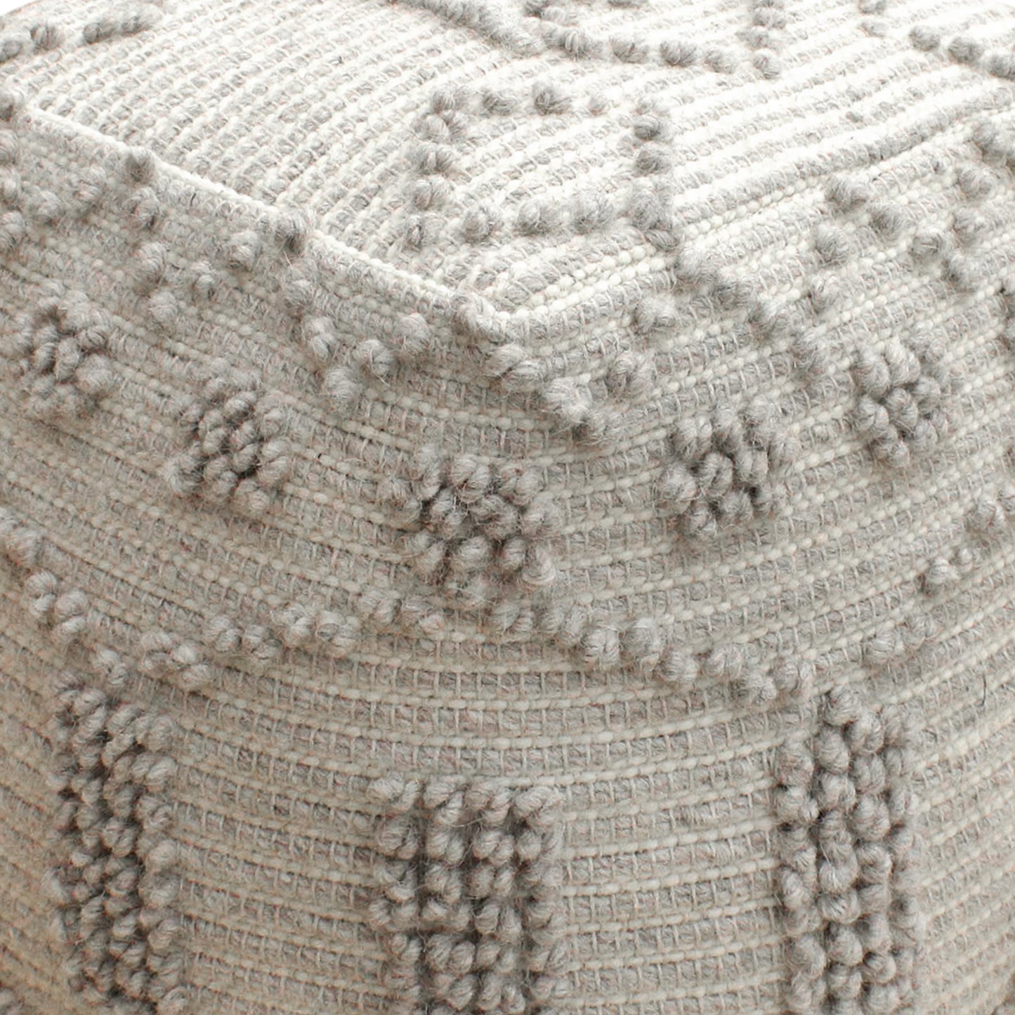 Varenna Pouf, Wool, Grey, Pitloom, All Loop