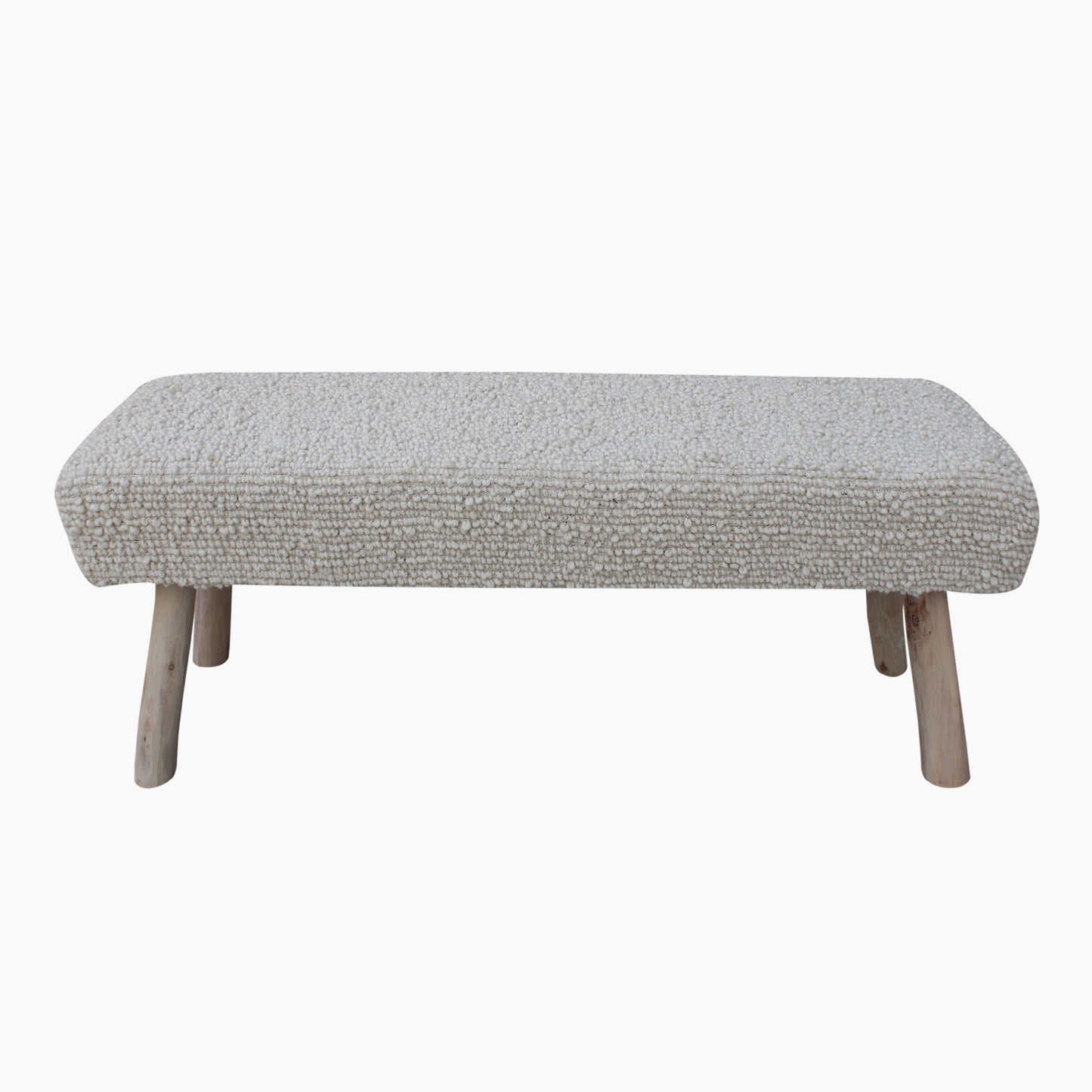 Vayots Bench, Wool, Polyester, Natural White, Hand woven, All Loop