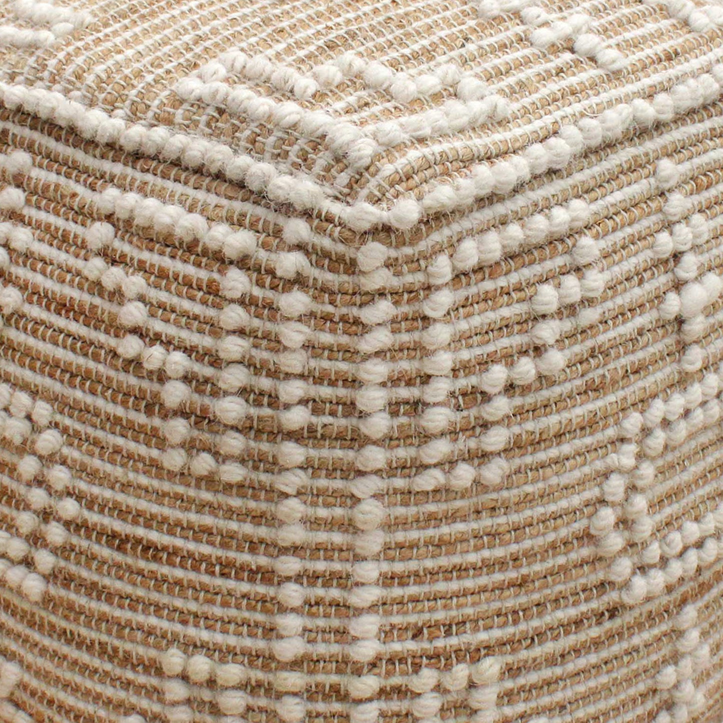Verla Pouf, Jute/ Wool, Natural/ Natural White, Pitloom, All Loop