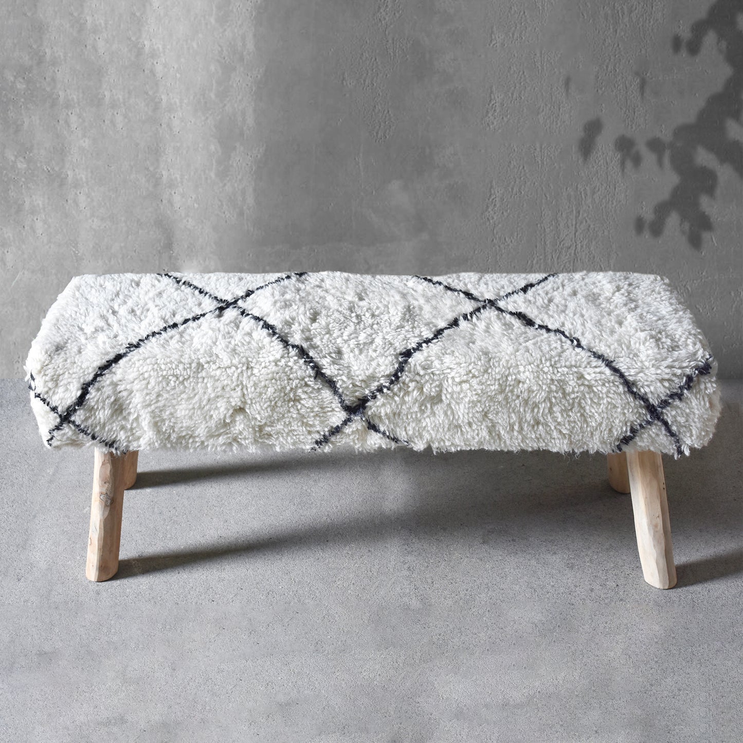 Walmer Bench, Nz Wool, Natural White, Charcoal, BM FN / ALL CUT