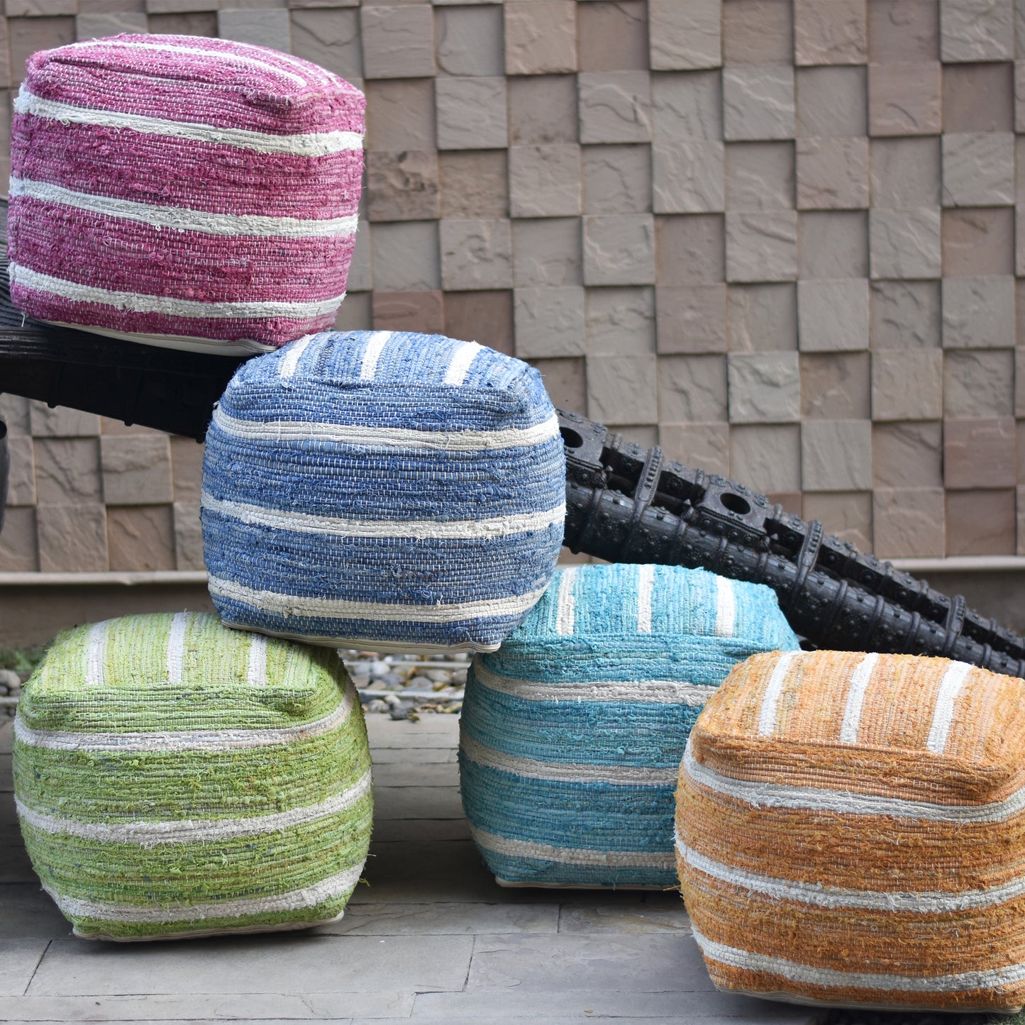 Wanton Pouf, Cotton, Pitloom, Flat Weave