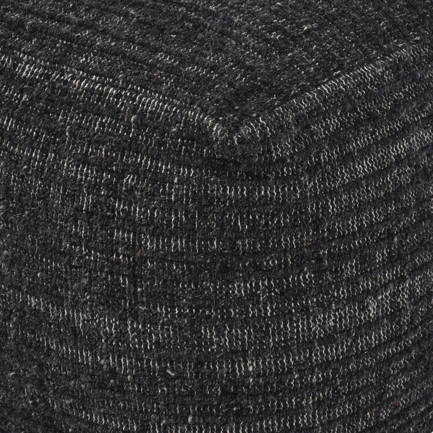 Wilcox-II Pouf, Wool, Charcoal, Hand woven, Flat Weave