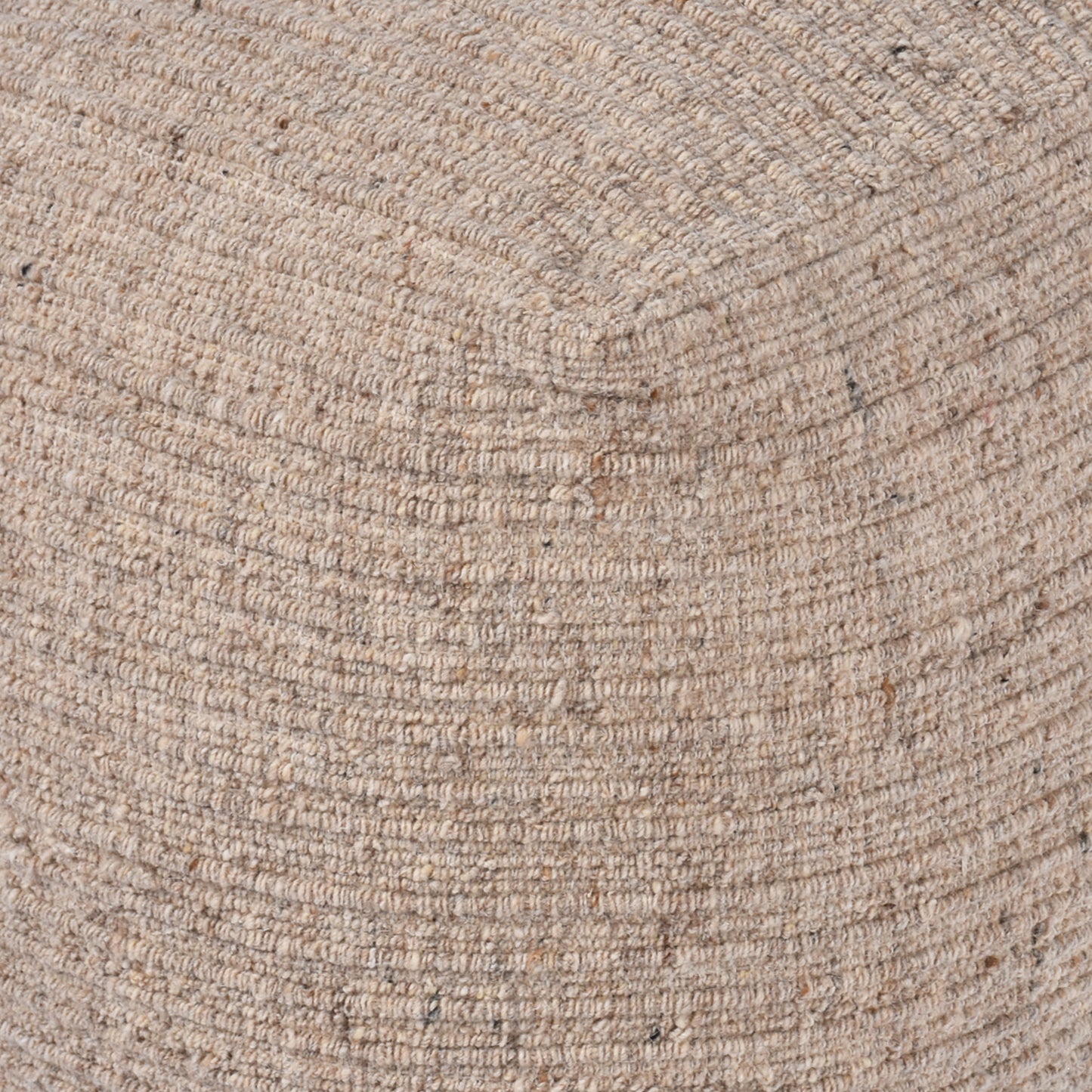 Wilcox-II Pouf, Wool, Beige, Hand woven, Flat Weave