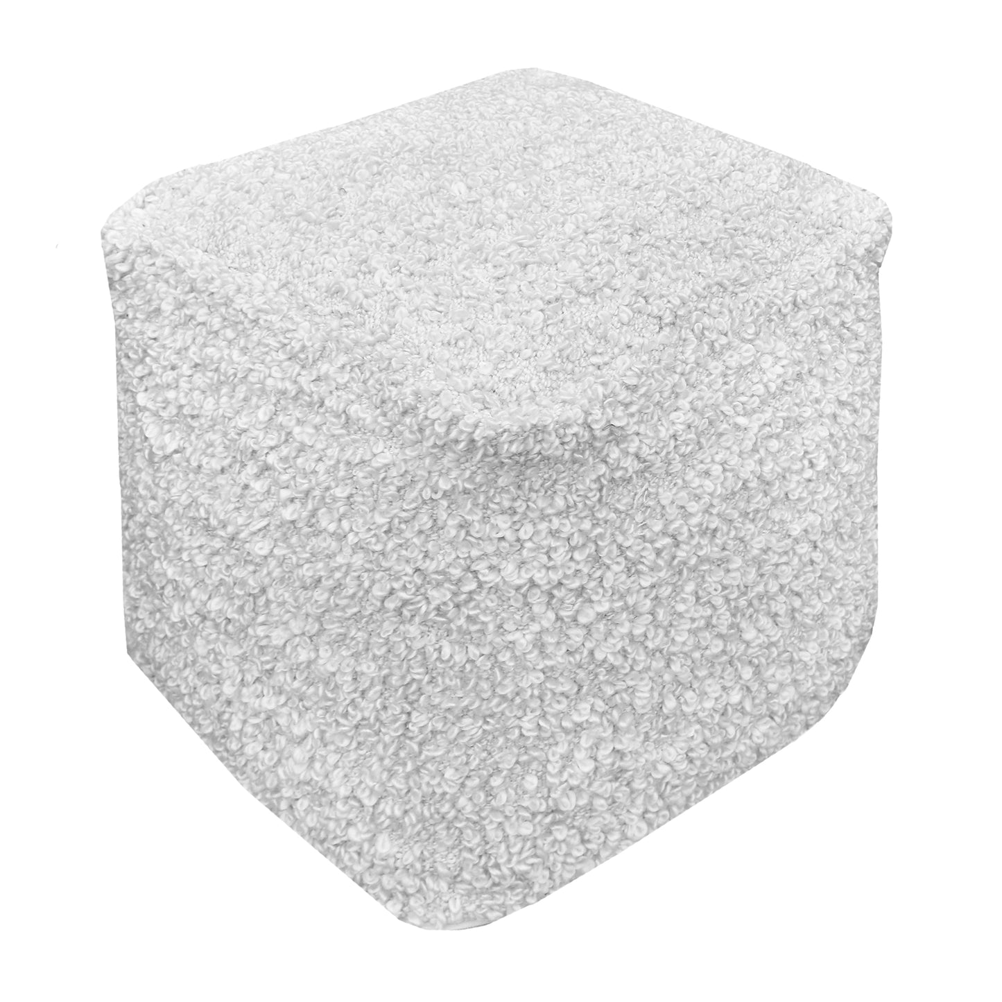 Yojoa Pouf, Polyester, Natural White, Pitloom, Flat Weave