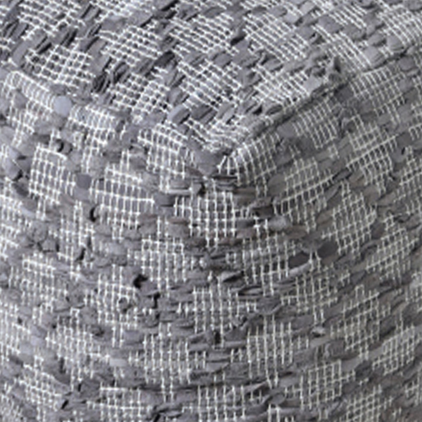 Zaynab Pouf, Leather, Taupe, Pitloom, Flat Weave