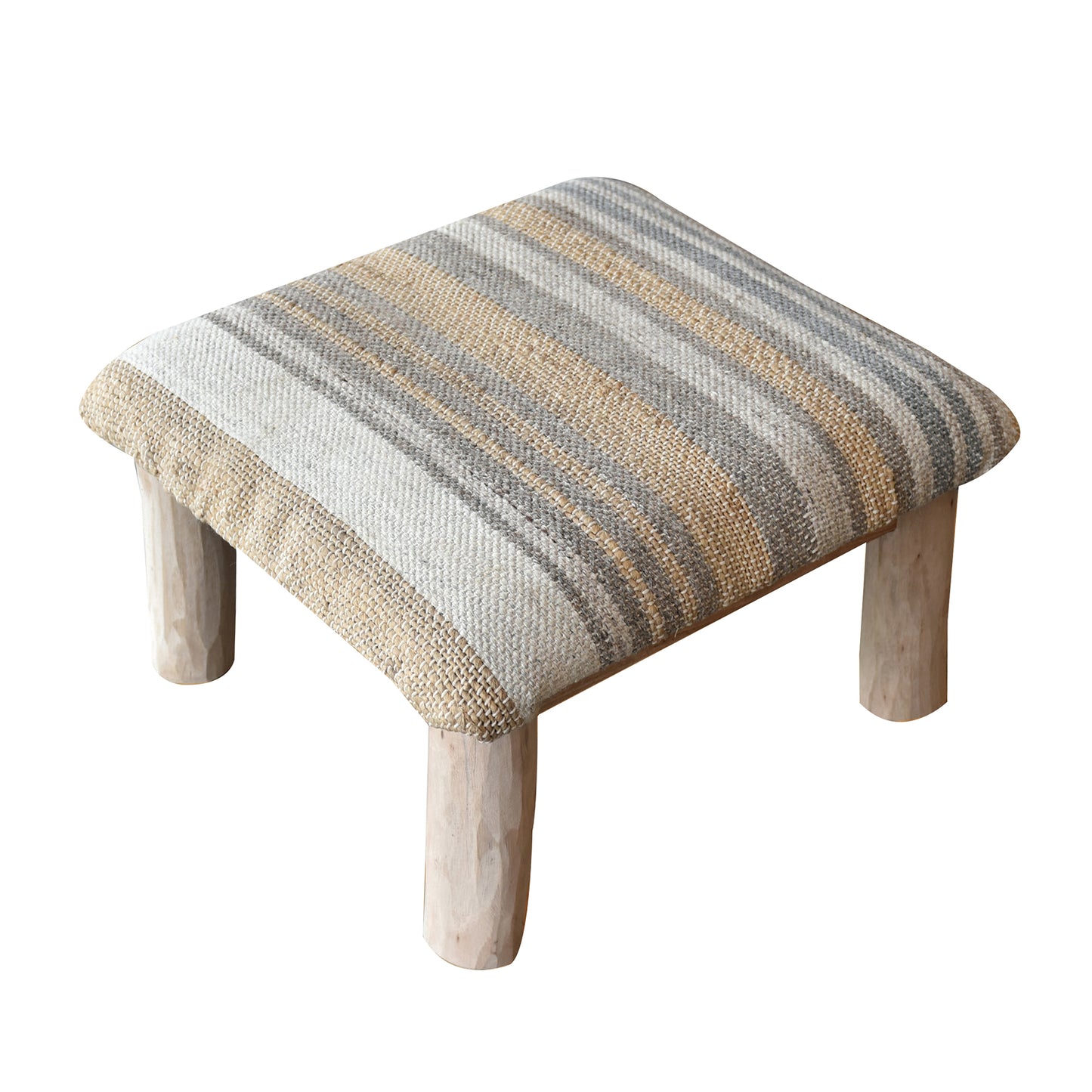 Zenon Foot Stool, Hemp/ Wool/ Viscose, Natural