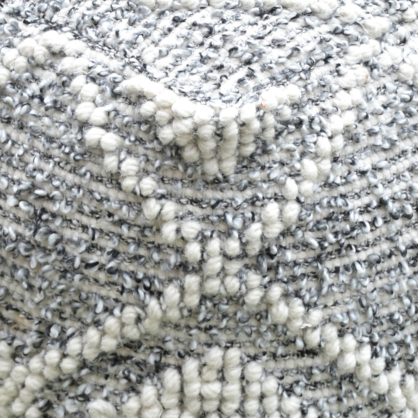 Zoey Pouf, Wool/ Pet, Natural White/ Charcoal, Pitloom, All Loop