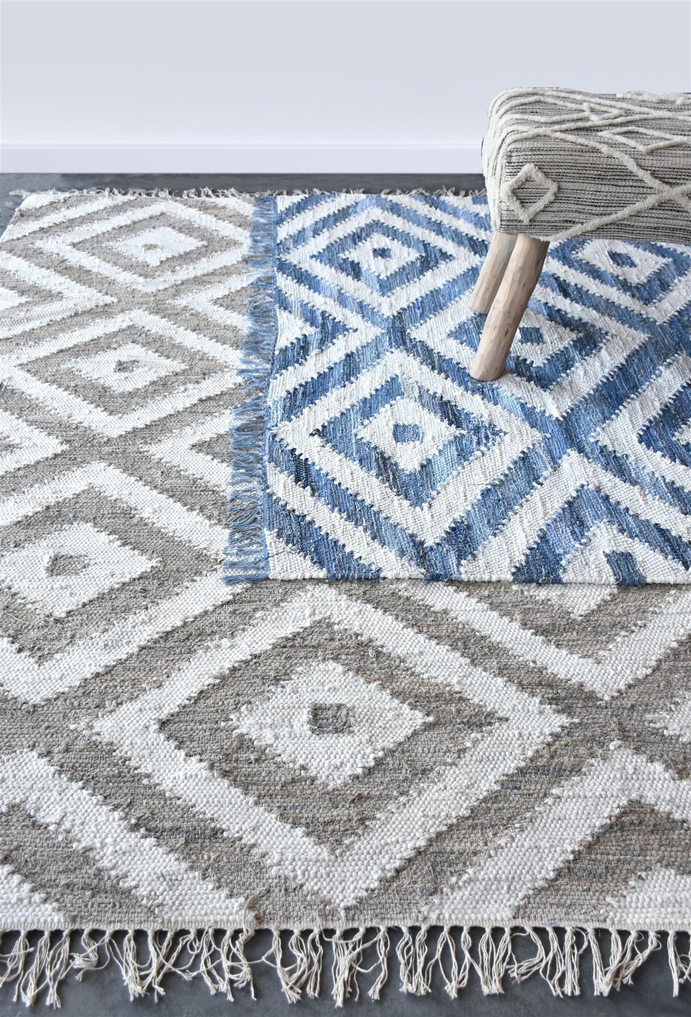 Area Rug, Bedroom Rug, Living Room Rug, Living Area Rug, Indian Rug, Office Carpet, Office Rug, Shop Rug Online, Denim, Recycled Fabric, Pitloom, Flat Weave, diamond