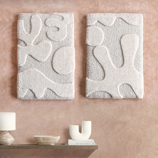 RONDEL WALL ART AND RADCLIFF WALL ART - IVORY - HAND WOVEN / OVER TUFTED - WOOL & MDF