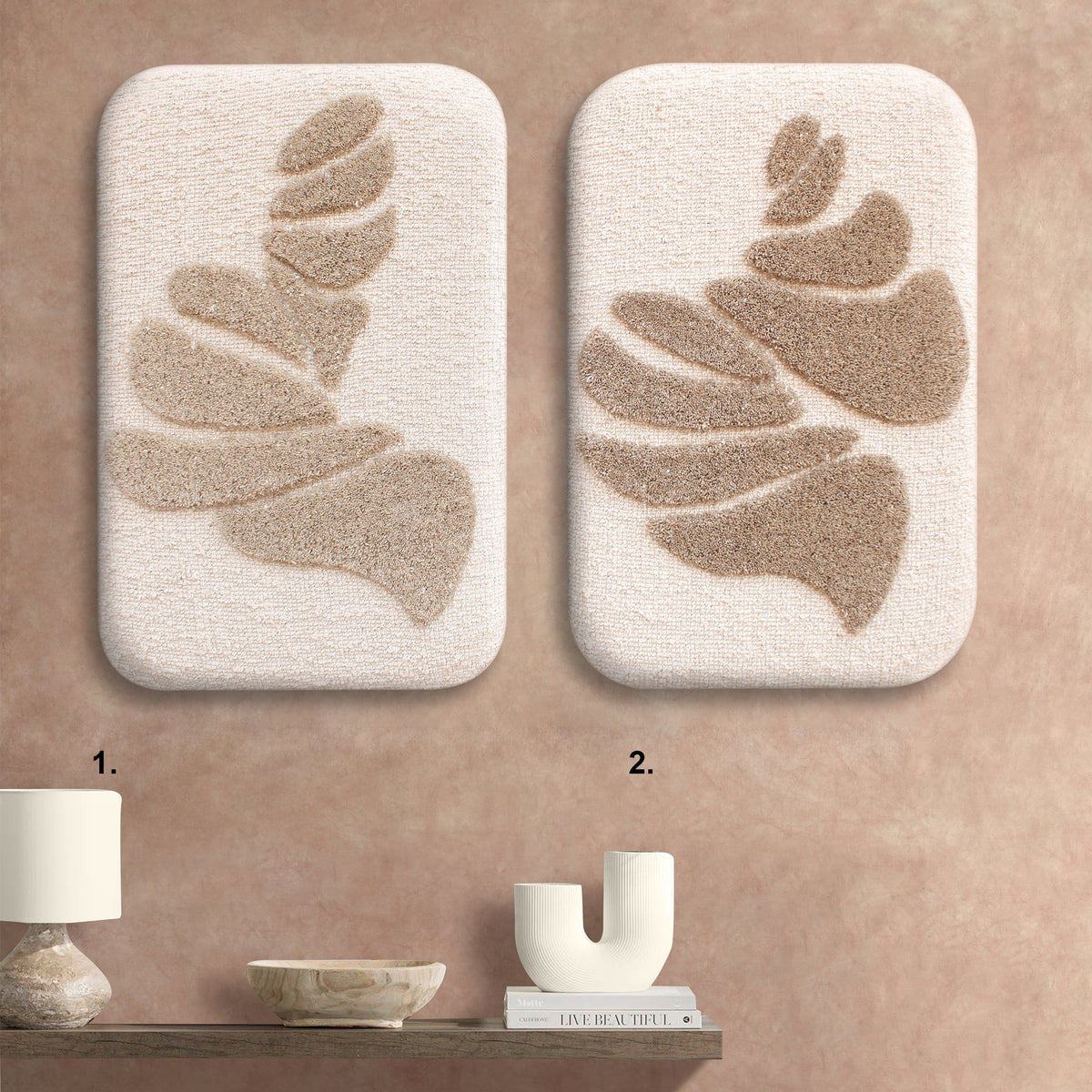 WYLDA WALL ART AND FEREBEE WALL ART - IVORY/BEIGE - HAND WOVEN / OVER TUFTED - WOOL & MDF