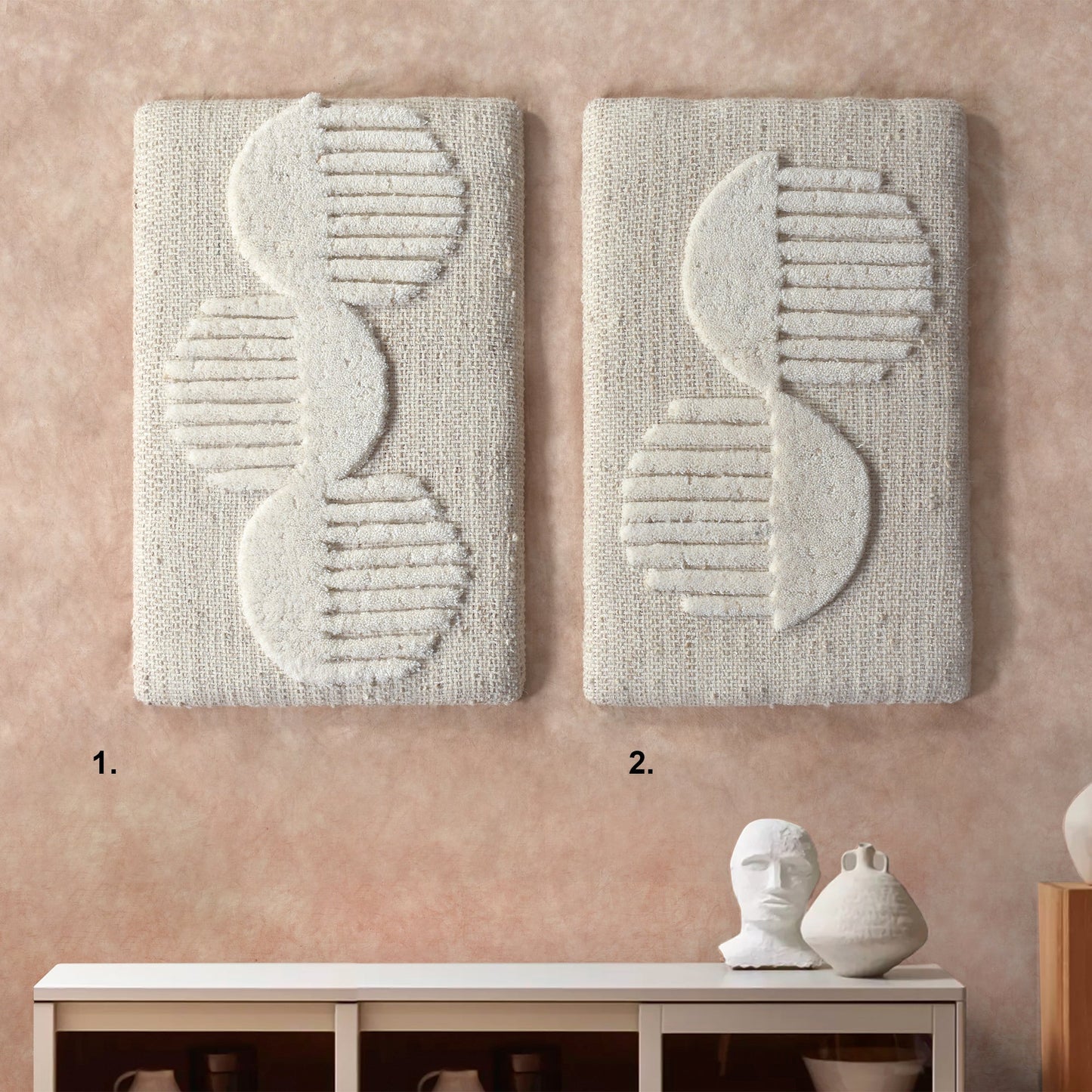 YUNA WALL ART AND YARNOT WALL ART - BEIGE/IVORY - HAND WOVEN / OVER TUFTED - WOOL & MDF