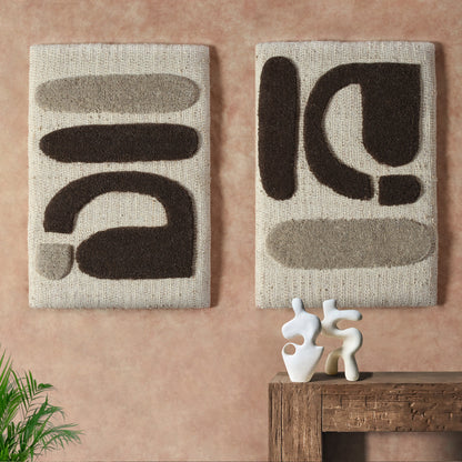 ALVIONT WALL ART - AND ALLON WALL ART - BEIGE/GREY/BROWN - HAND WOVEN/OVER TUFTED - WOOL & MDF