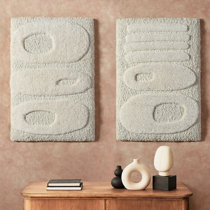ANTTI  WALL ART AND ALANKOT WALL ART - IVORY - HAND WOVEN / OVER TUFTED - WOOL & MDF