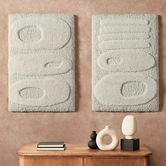 ANTTI  WALL ART AND ALANKOT WALL ART - IVORY - HAND WOVEN / OVER TUFTED - WOOL & MDF