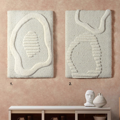 JUNGIN WALL ART AND LEINON WALL ART - IVORY - HAND WOVEN / OVER TUFTED - WOOL & MDF