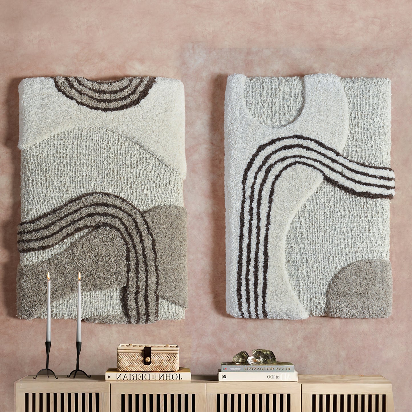MALMIN WALL ART - IVORY/GREY - AND ANGERV WALL ART - IVORY/GREY/BROWN - HAND WOVEN/OVER TUFTED - WOOL & MDF