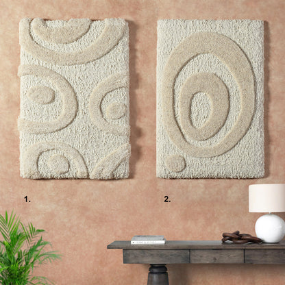 TALBOT WALL ART AND BECKERIN WALL ART - IVORY/BEIGE - HAND WOVEN / OVER TUFTED - WOOL & MDF