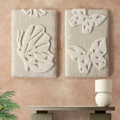ZARVIS WALL ART AND ZAIKOF WALL ART - BEIGE/IVORY - HAND WOVEN / OVER TUFTED - WOOL & MDF