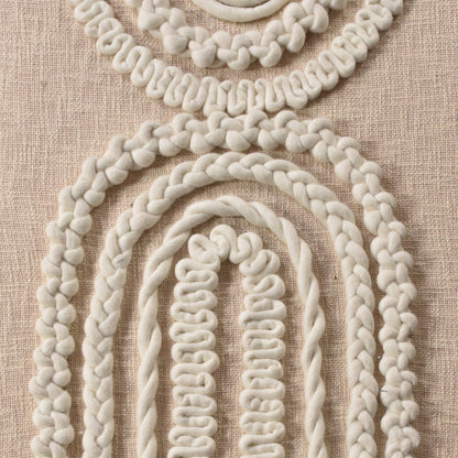 DARIN WALL ART AND LAMAS WALL ART - BEIGE-IVORY/IVORY - HAND WOVEN / OVER TUFTED - WOOL & MDF