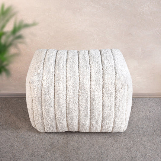 AGNAW POUF - IVORY - HAND WOVEN - WOOL