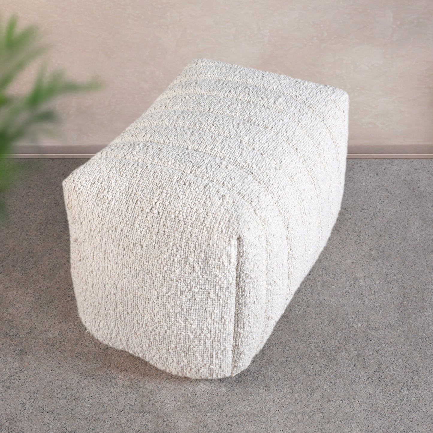 AGNAW POUF - IVORY - HAND WOVEN - WOOL