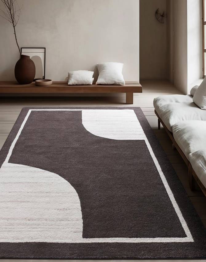 AGUDOS RUG - WOOL - HANDTUFTED - BROWN/IVORY