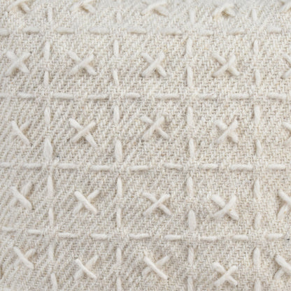 Alamosa Cushion, 45x45 cm, Natural White, Wool, Hand Made, Hm Stitching, Flat Weave
