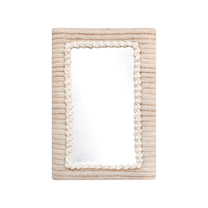 ALBAC WALL MIRROR - IVORY/BEIGE - HAND WOVEN - WOOL & MDF