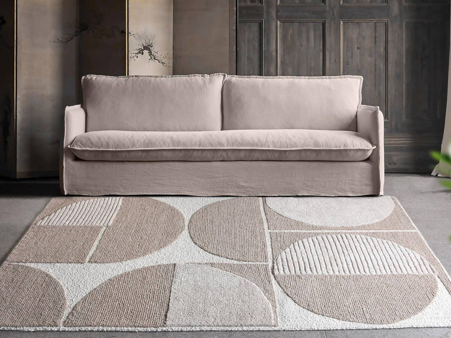 ALDINE RUG - IVORY/BEIGE - HAND WOVEN/OVER TUFTED - WOOL/VISCOSE