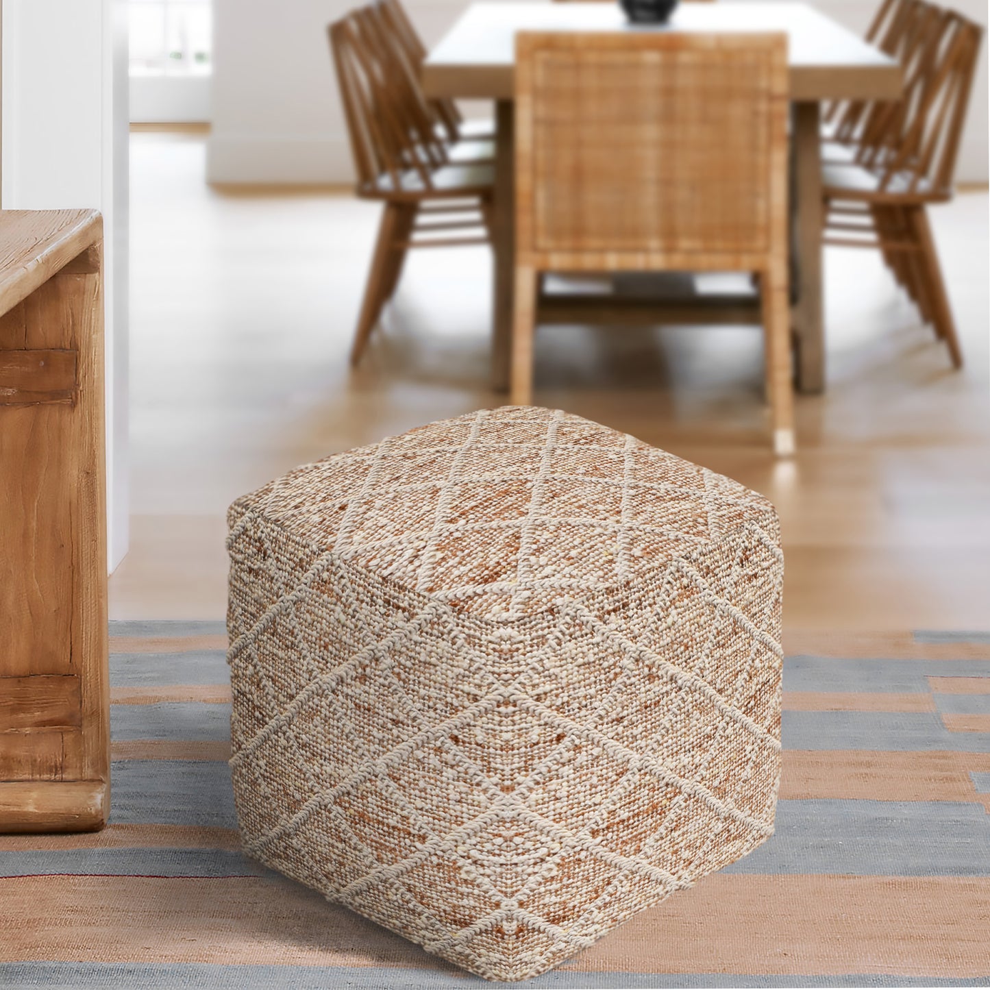 AMBLER POUF - WOOL/ JUTE