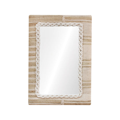 AMPOR WALL MIRROR - IVORY - HAND WOVEN - JUTE /WOOL & MDF