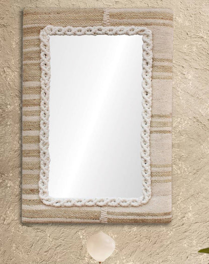 AMPOR WALL MIRROR - IVORY - HAND WOVEN - JUTE /WOOL & MDF