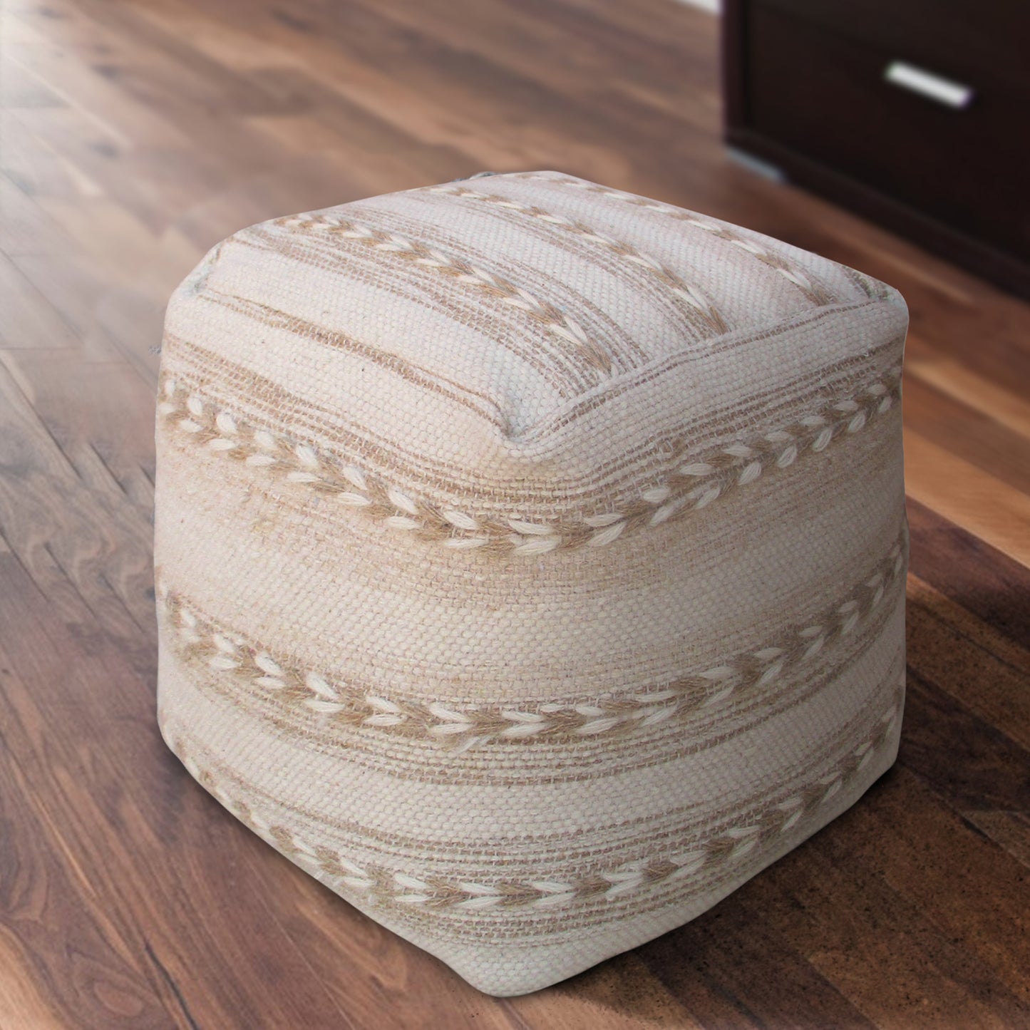 ARSANIO POUF - WOOL - NATURAL WHITE/BEIGE