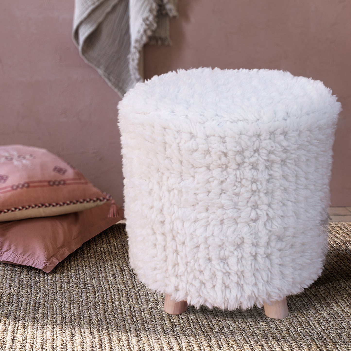 ARTHUR ROUND STOOL - NZ WOOL