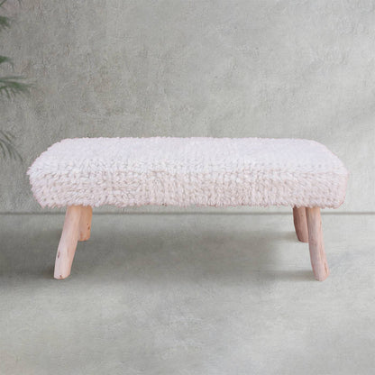 Arthur Bench, 120x40x50 cm, Natural White, NZ Wool, Table Tufted, Bm Sn, All Cut