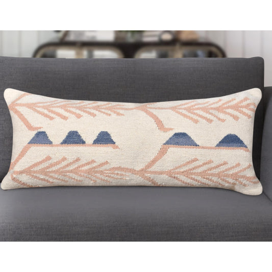 ASHBURTON LUMBER CUSHION - WOOL - IVORY/PEACH