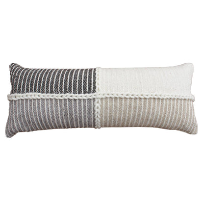 Atkinson Lumber Cushion, 36x91 cm, Natural White, Grey, Beige, Wool, Hand Woven, Pitloom, Flat Weave
