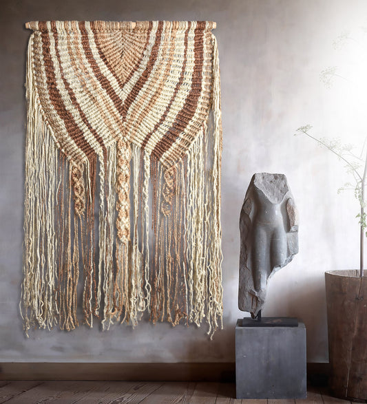 ATOMI WALL HANGING - IVORY/NATURAL - HAND KNITTED - JUTE